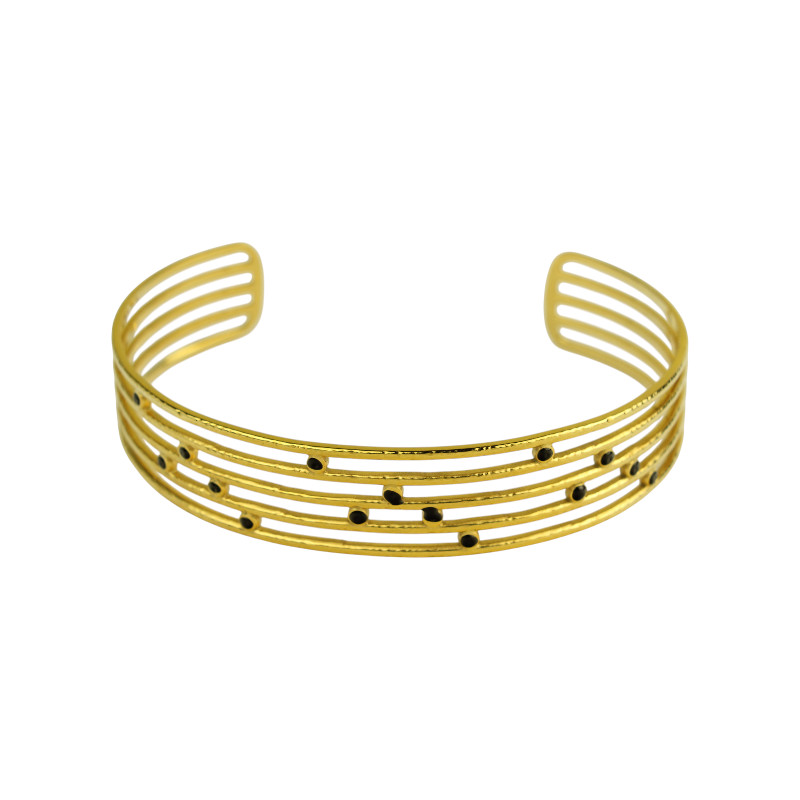 Ατσάλινο Βραχιόλι Πολυμπάρα Μαύρες Πέτρες