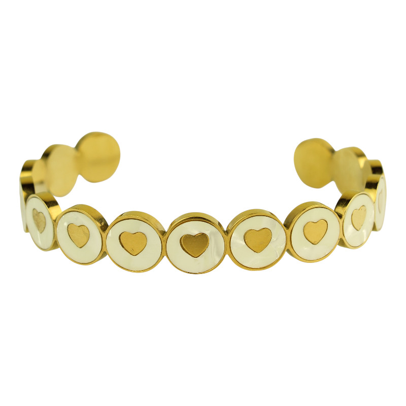 Ατσάλινο Βραχιόλι Καρδιές Σμάλτο