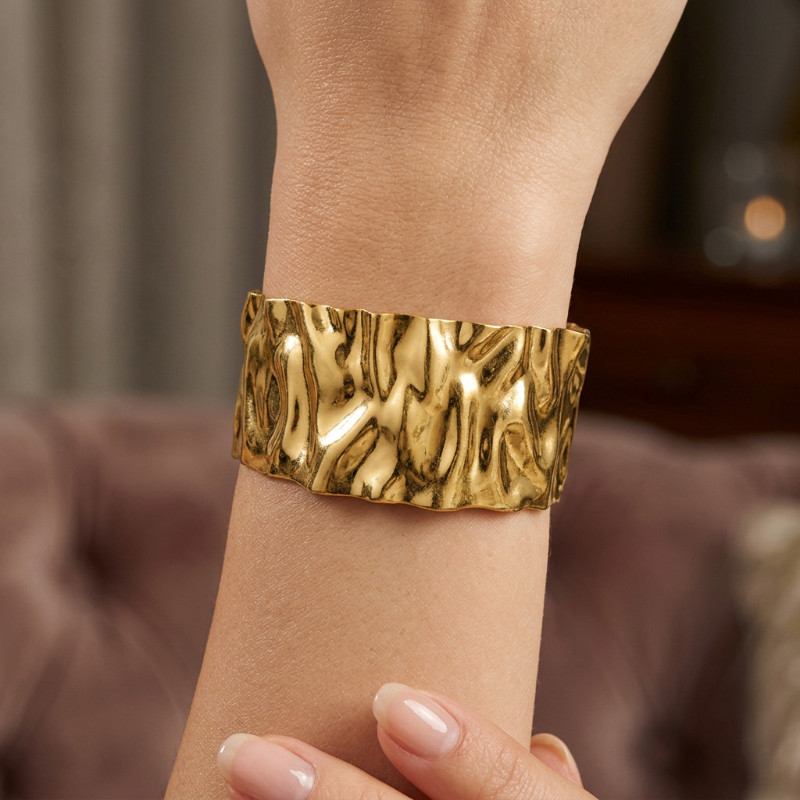 Ατσάλινο Σφυρήλατο Βραχιόλι Χρυσό