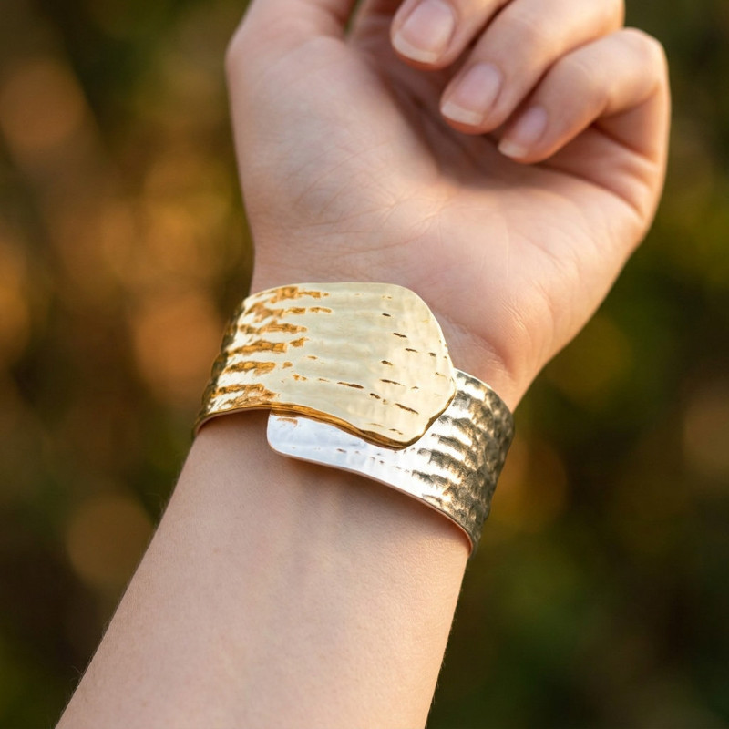 Δίχρωμο Ατσάλινο Βραχιόλι Χρυσό & Ασημί