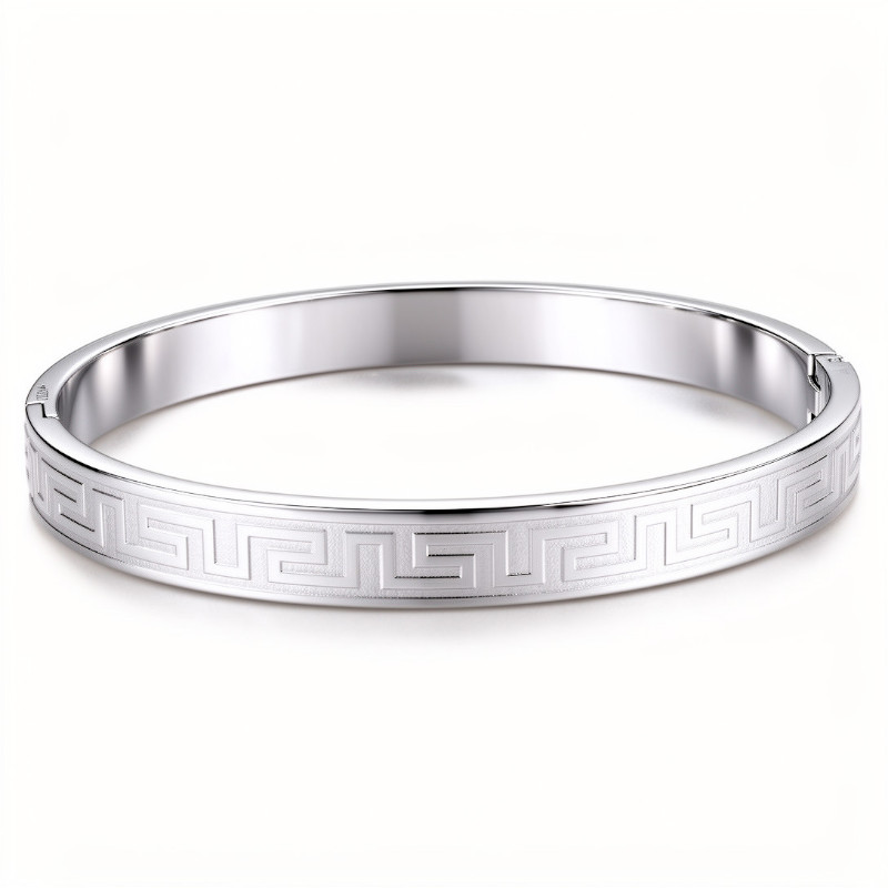 Ατσάλινο Βραχιόλι Μαίανδρος Ασημί