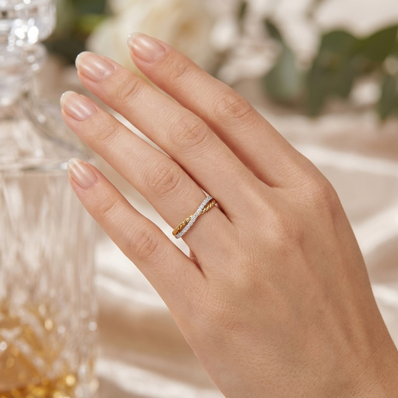 Δαχτυλίδι δίχρωμα ασήμι 925 με ζιργκόν